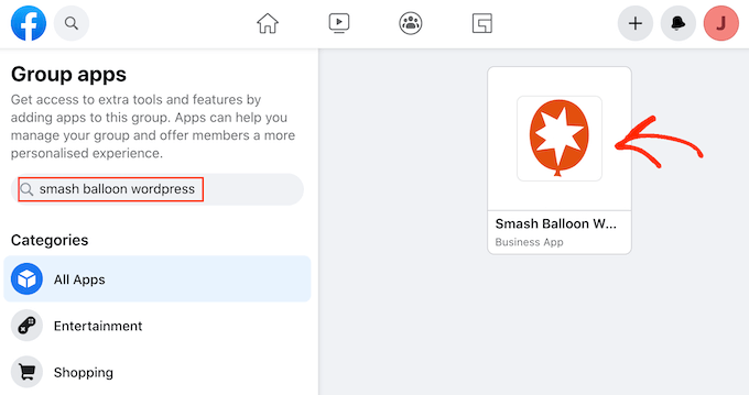 Adding the Smash Balloon app to your Facebook group