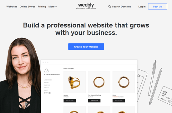 Il sito web di Weebly
