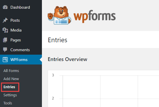 Страница записей для WPForms в админке WordPress
