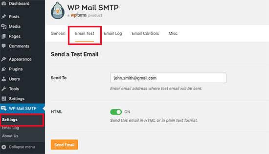 Test WordPress emails using WP Mail SMTP
