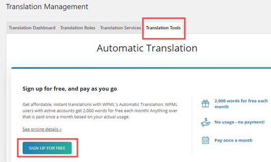Iscrizione per traduzioni automatiche