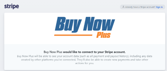 connect buy now plus with stripe