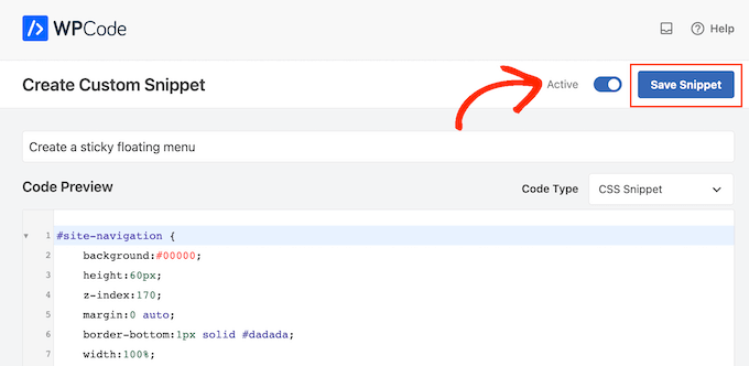 cómo crear un menú de navegación fijo usando WPCode cómo crear un menú de navegación fijo usando WPCode