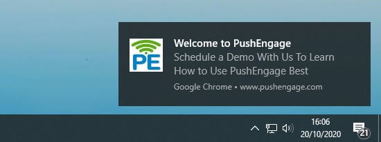 An example push notifiation from PushEngage
