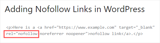 Aggiungendo l'attributo nofollow al collegamento nel codice HTML