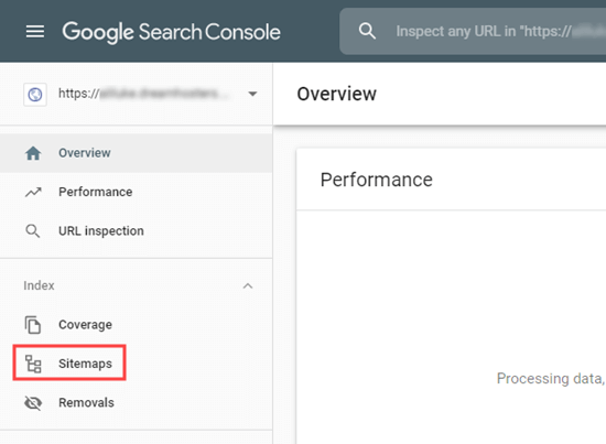 The Sitemaps tab in Google Search Console