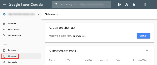 Add sitemap to Google Search Console