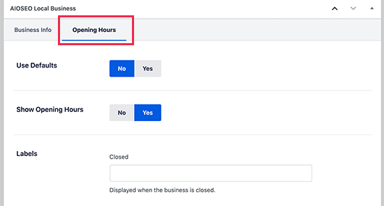 Setting business hours for each location