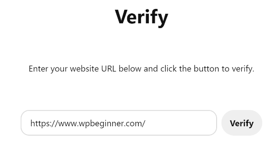 Verify your site in Pinterest