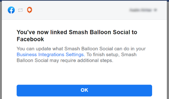 You have linked Smash Balloon to Facebook