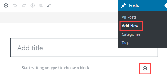 Creare un post e aggiungere un blocco ad esso