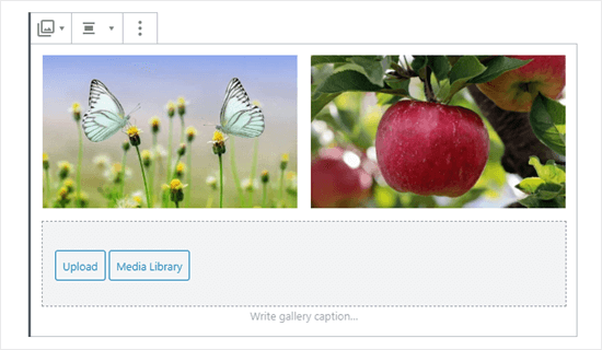 Два изображения в галерее (бабочки и яблоко)