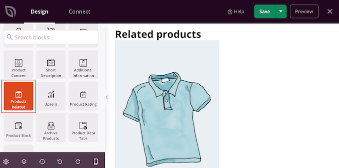 An items associated area on an online shop