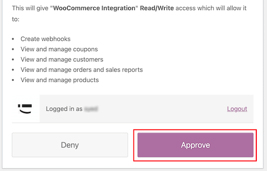 Give WooCommerce approval