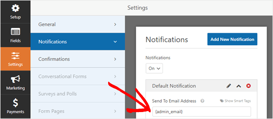 Wpforms Settings Notifications Email