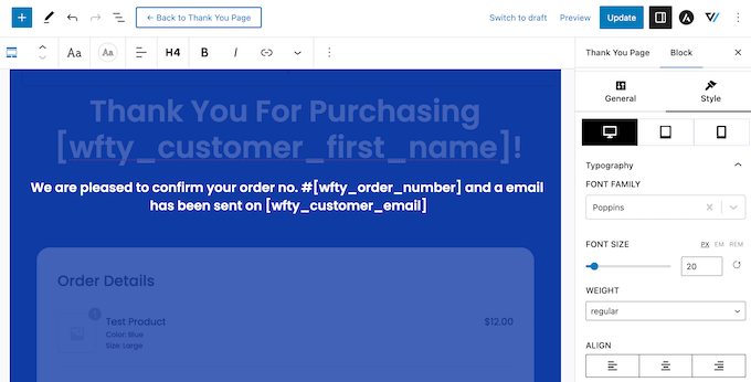 Changing the fonts used on a custom eCommerce page