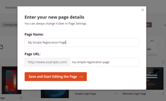 Enter a Name and URL for your login page