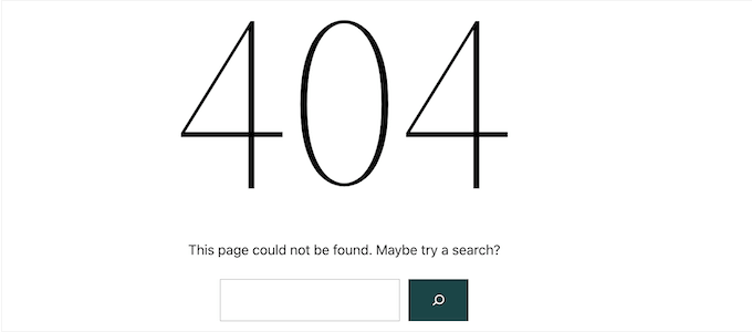 The default WordPress 404 page