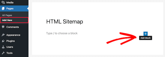 Добавить новый блок для карты сайта HTML