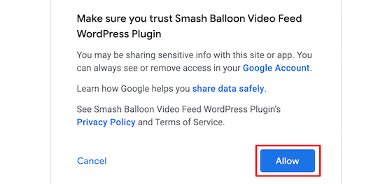 Разрешить Smash Balloon