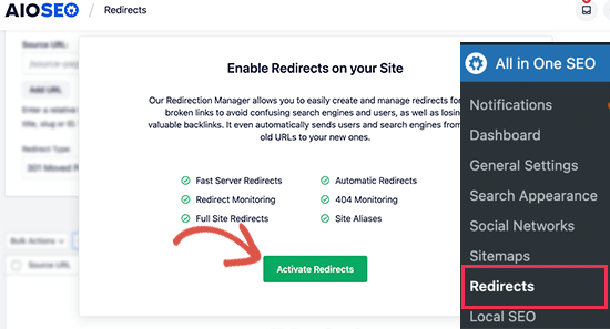 Enable redirects
