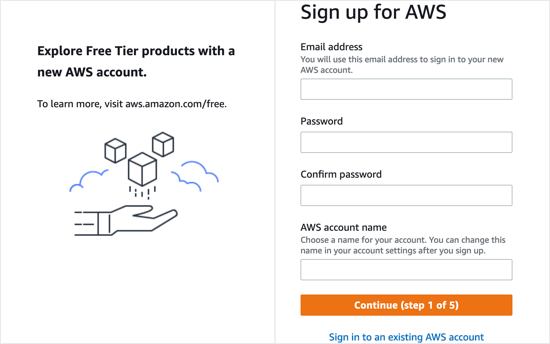 Вам нужно будет зарегистрировать бесплатный аккаунт в Amazon Web Services