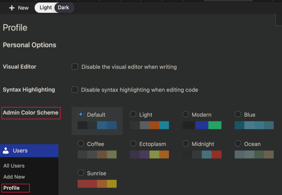 Admin Color Scheme