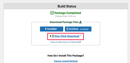 Download the Duplicator Package
