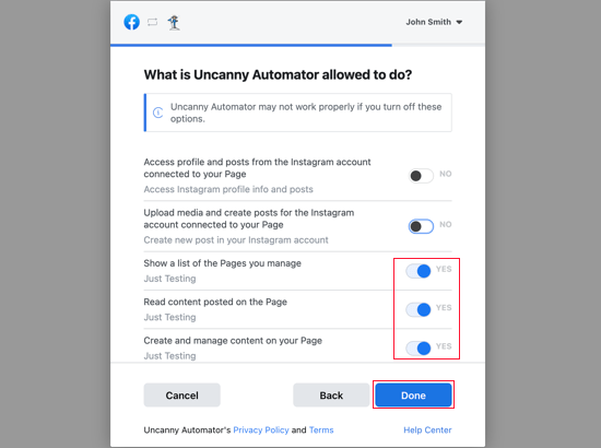 Give Uncanny Automator Permission