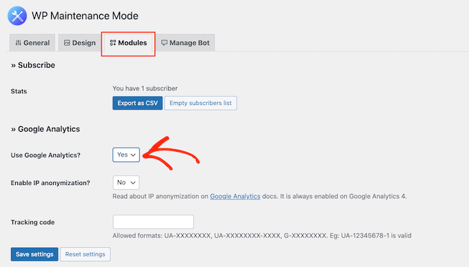 Setting up tracking with Google Analytics