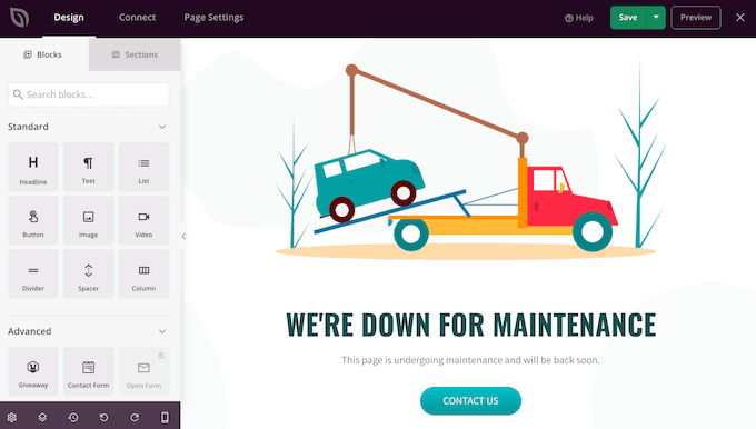 A professionally-designed maintenance page