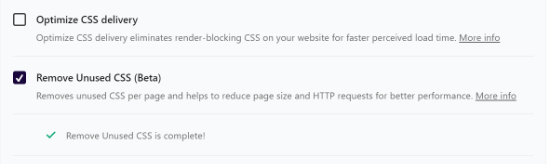 Remove unused CSS complete notification