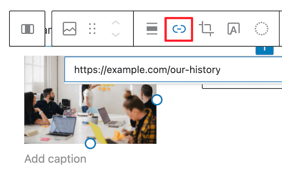 Add link to image block
