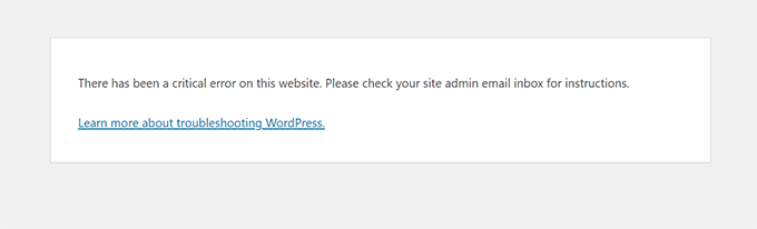Critical error in WordPress