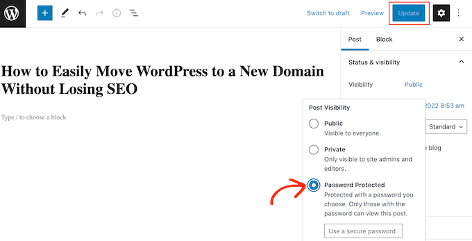 保护 WordPress 帖子的密码