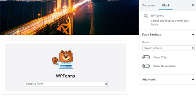 WPForms block in WordPress