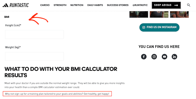 An example of a BMI calculator