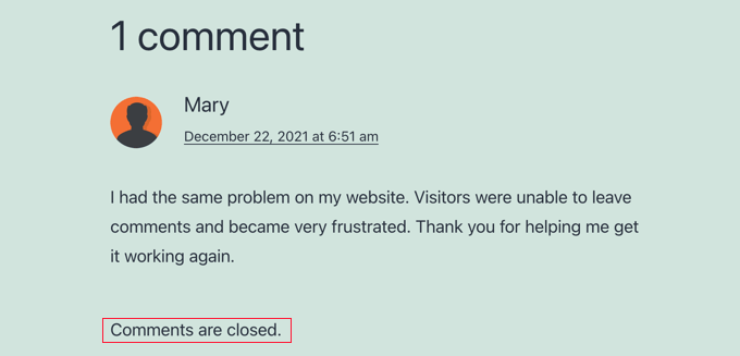 The 'Comments are closed' Message