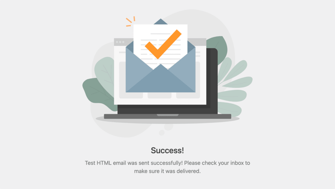 WP Mail SMTP Success! Уведомление