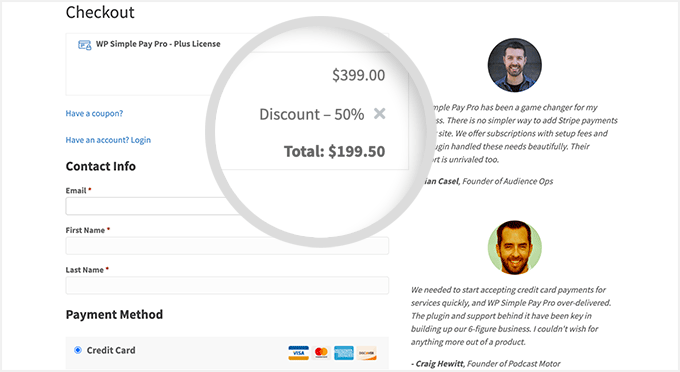 WP Simple Pay Checkout page