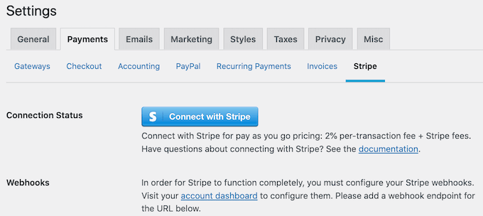 Подключение WordPress к вашей учетной записи Stripe