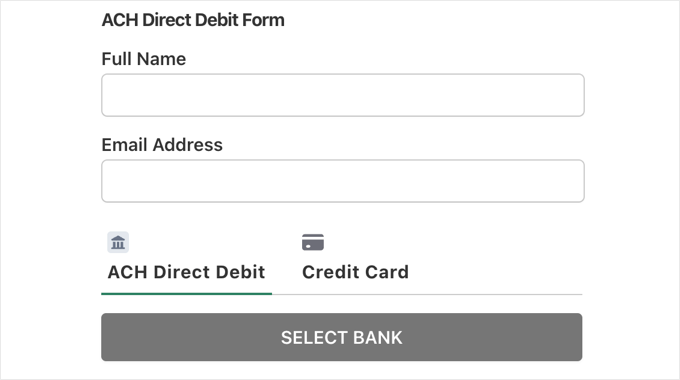 ACH Payment Form Preview