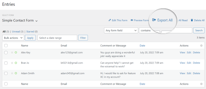 How To Export Wordpress Form Entries To Csv And Excel Learner Haat Create A Unique And 7388