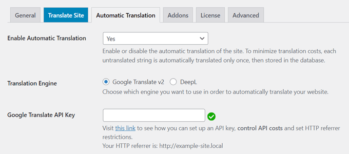 Automatic Translation with TranslatePress