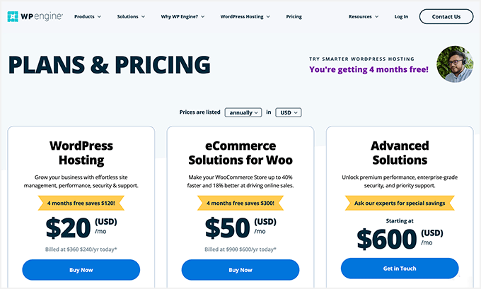 WP Engine Pricing Page