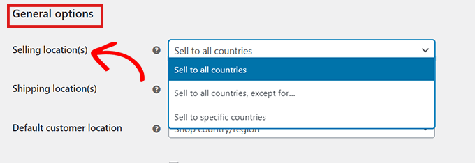 Go to General Option and select Selling Location
