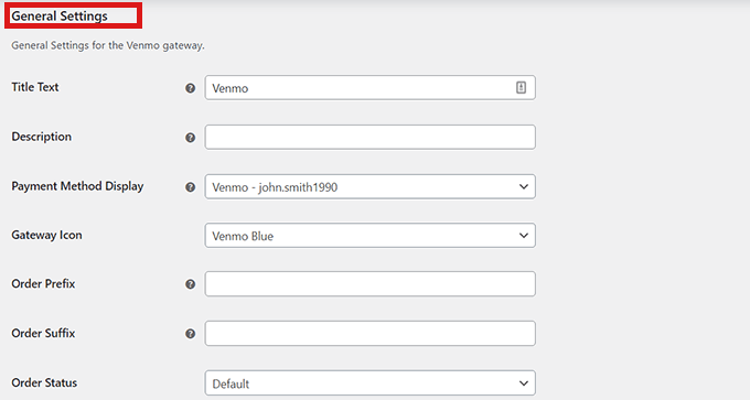 املأ الإعدادات العامة لإعداد حساب Venmo الخاص بك