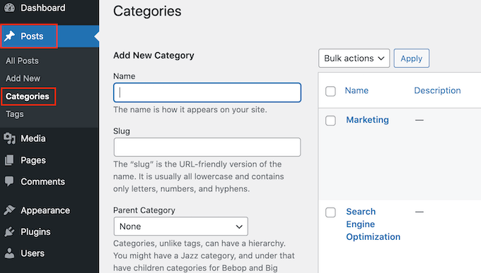 How to change WordPress categories