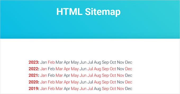 compact archives as html sitemappng