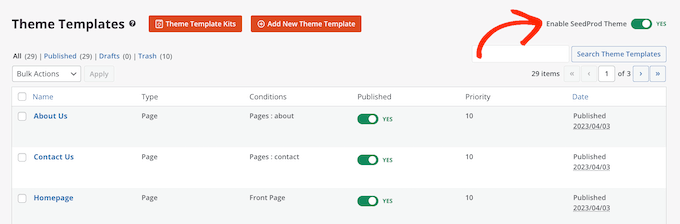 Allowing a design template set in WordPress